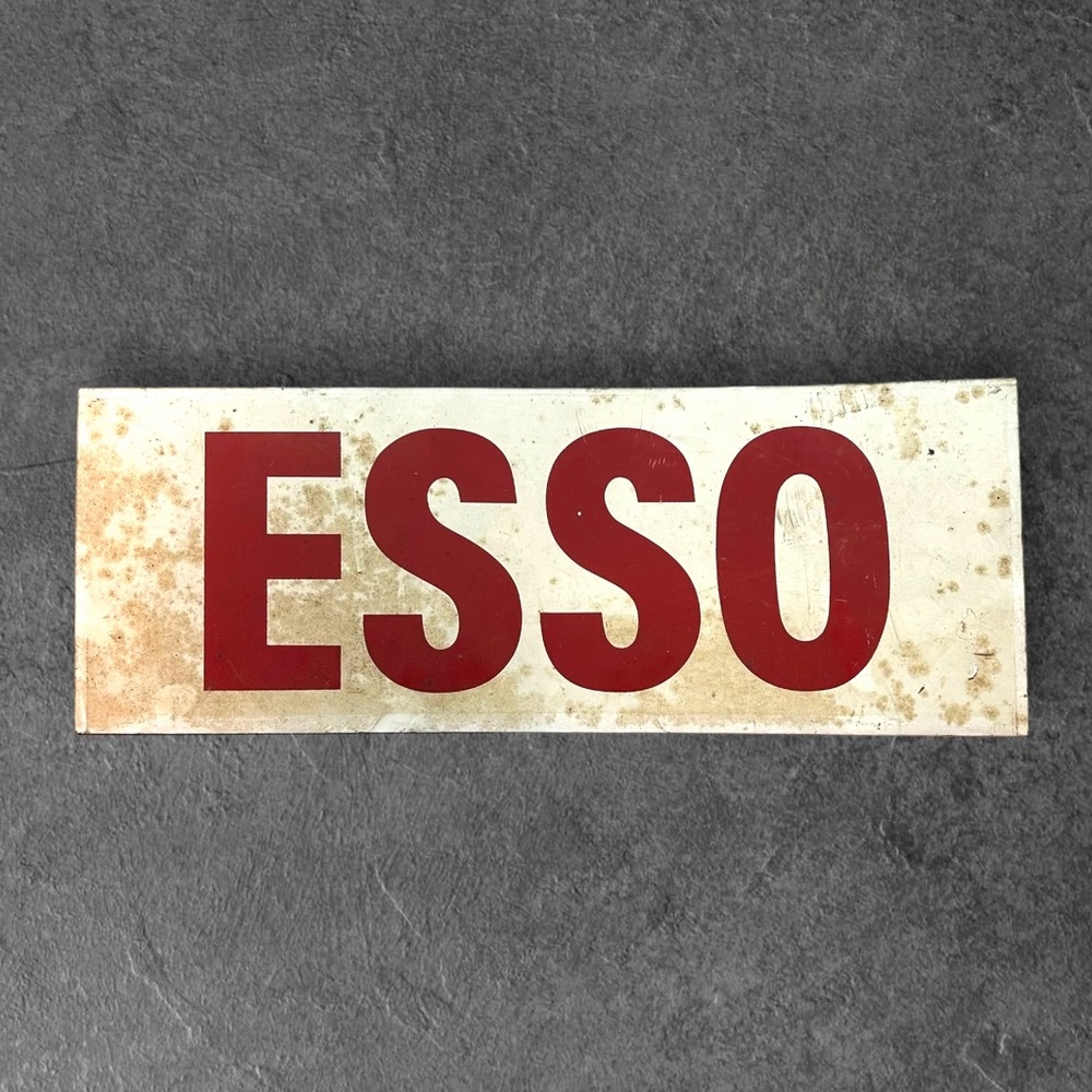 Vintage Original ESSO Gas Station Pump Metal Sign Advertising Petroliana White